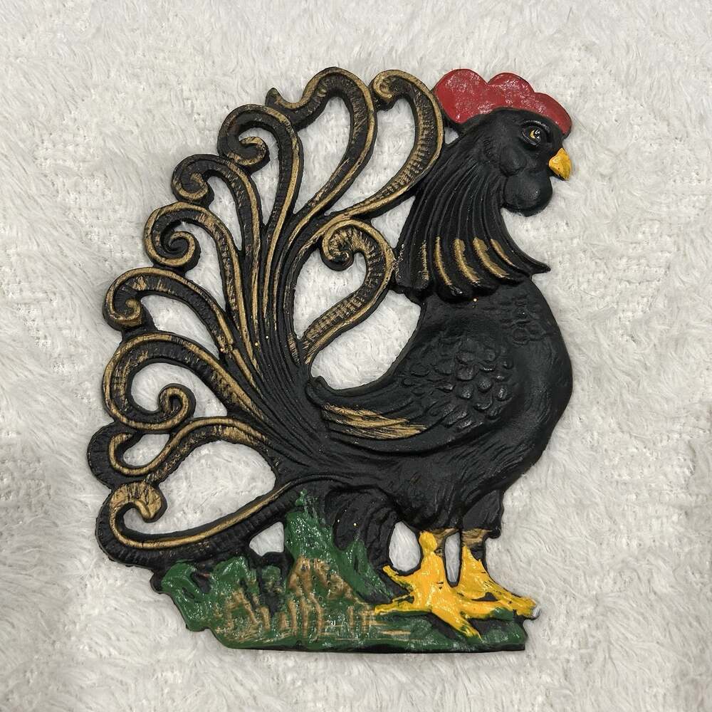 Vintage Cast Iron Rooster Wall Decor Vintage Cottagecore Farmhouse Chicken
